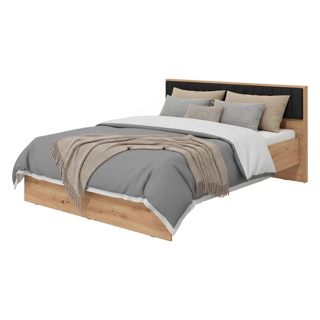 Letto Matrimoniale Grosso, Letto Matrimoniale Dimensione Materasso 160x200 cm, Marrone Rovere Nodi