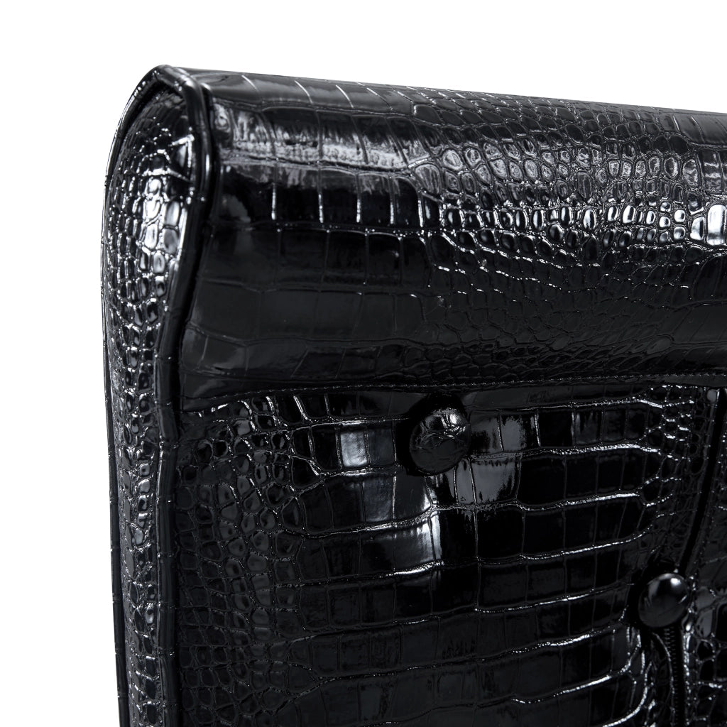 Sedia da Pranzo Set da 4 con Schienale Imbottito, Gambe in Metallo Dorato, in PVC Nero e Oro
