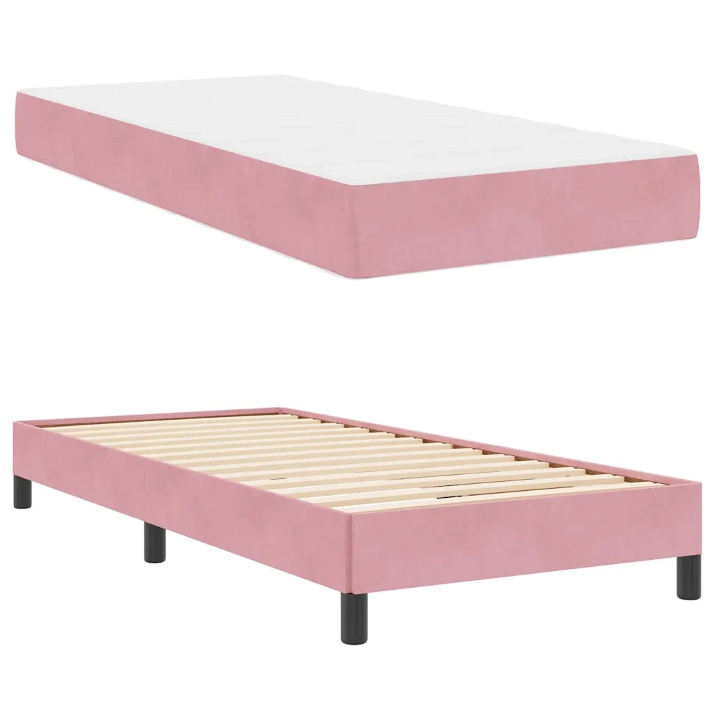 Letto a molle con materasso-Struttura Letto con Materasso Rosa 90 x 190 cm Tessuto