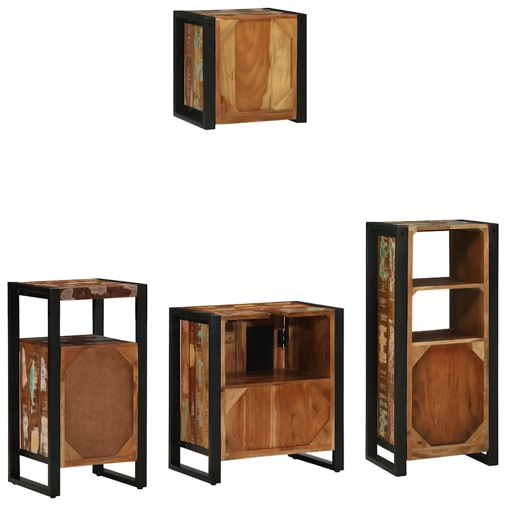 vidaXL Set di mobili per il bagno 4 pcs Legno massello riciclato