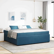 Struttura del letto con materasso Blu 200 x 200 cm Tessuto