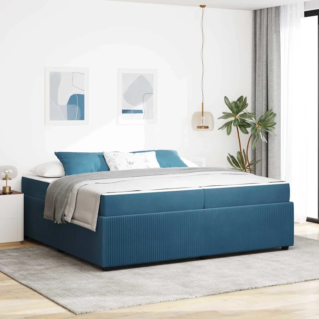 Struttura del letto con materasso Blu 200 x 200 cm Tessuto