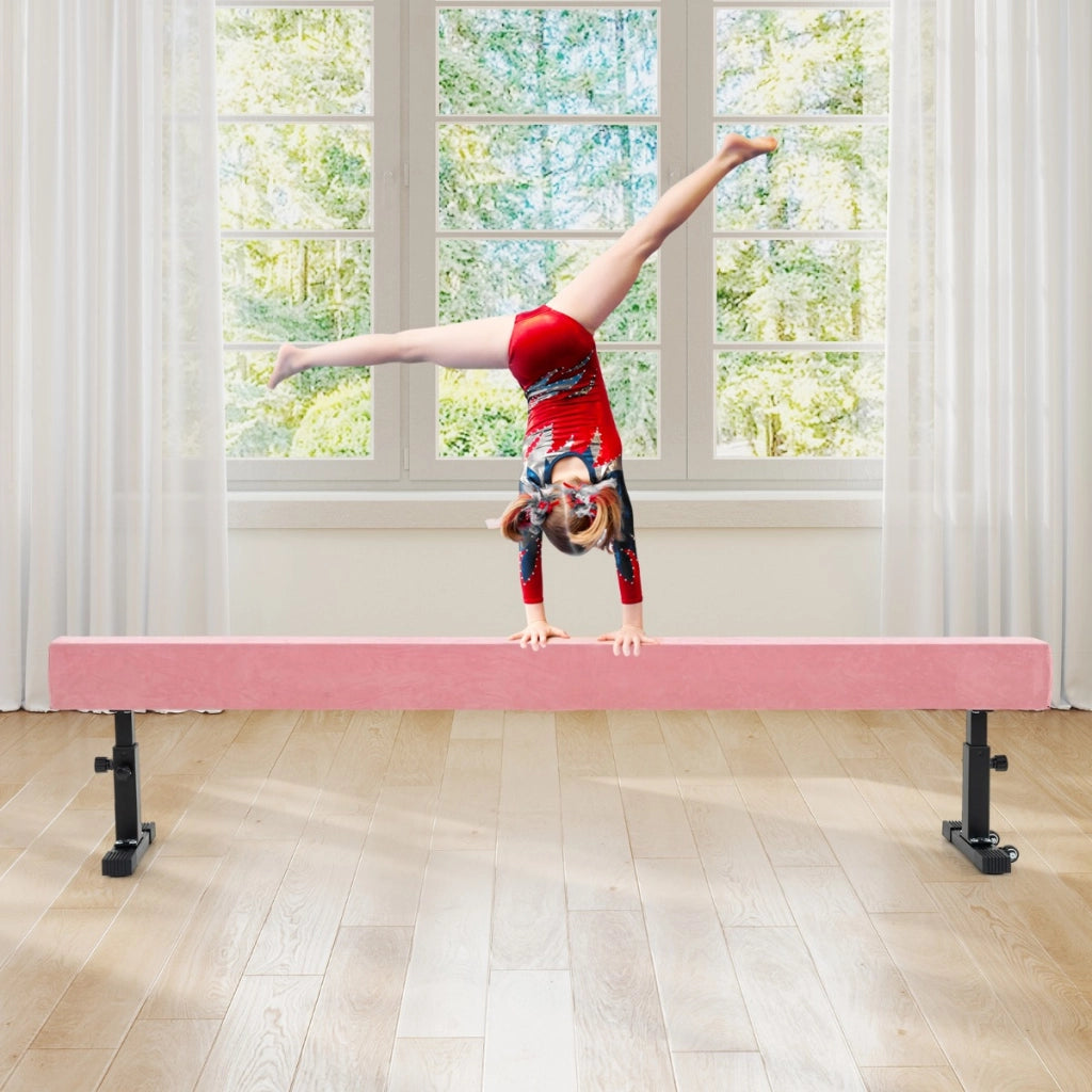 Trave di equilibrio regolabile con 3 altezze per principianti e professionisti-Attrezzatura per allenamento a casa Rosa