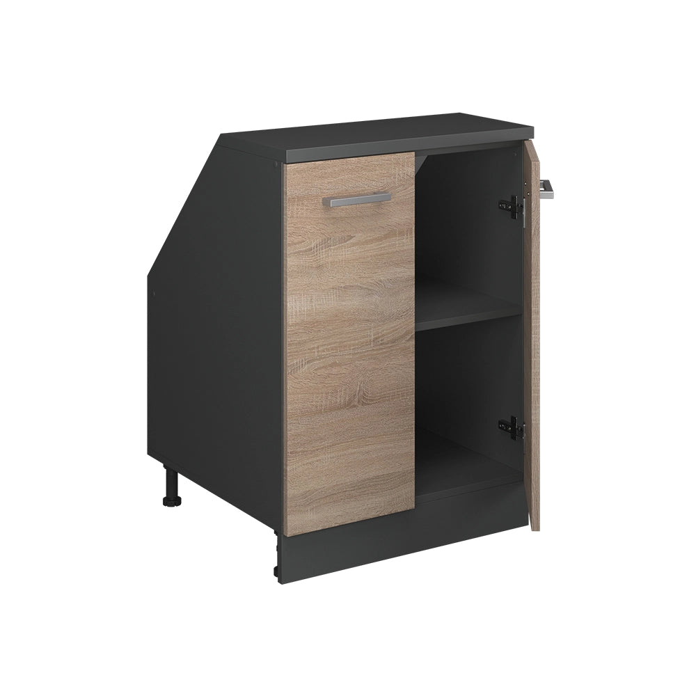 Mobile cucina sottotetto R-Line Sonoma/Antracite 60 cm con 2 porte, carcassa 60 cm profondità Vicco