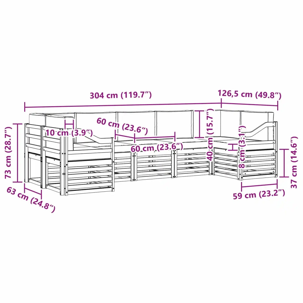 Set divano sezionale con cuscino 7 pcs Naturale e Antracite 3375427