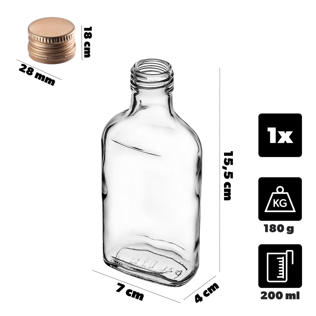 KADAX Butelka piersiówka 200ml BUT200 z zakrętką z