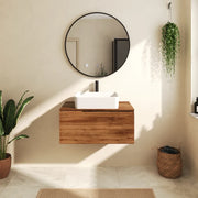 Mobile bagno sospeso 60 cm un cassetto rovere scuro con top | Berg