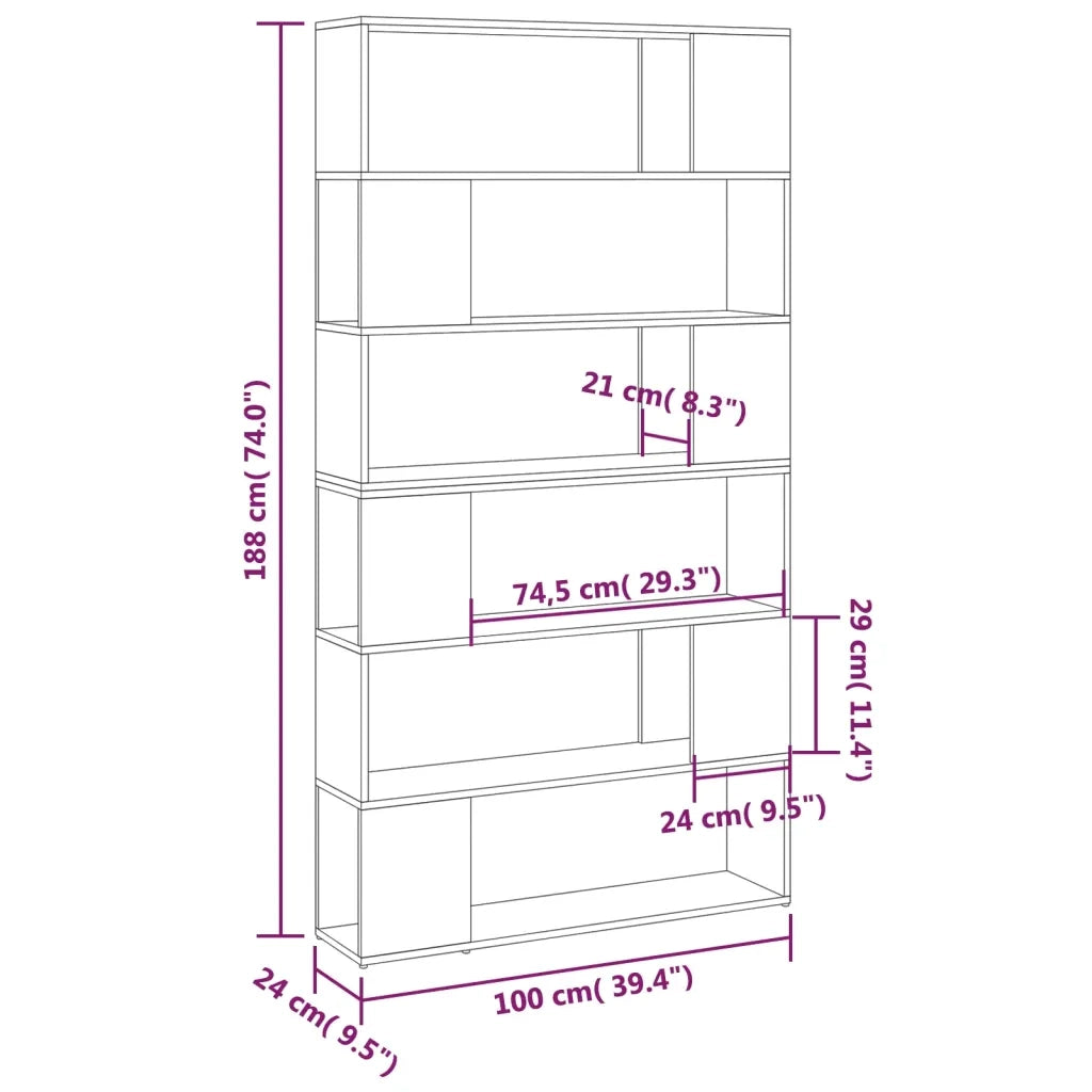 Libreria/Divisorio Stanza Grigio Cemento 100x24x188 cm 3082075