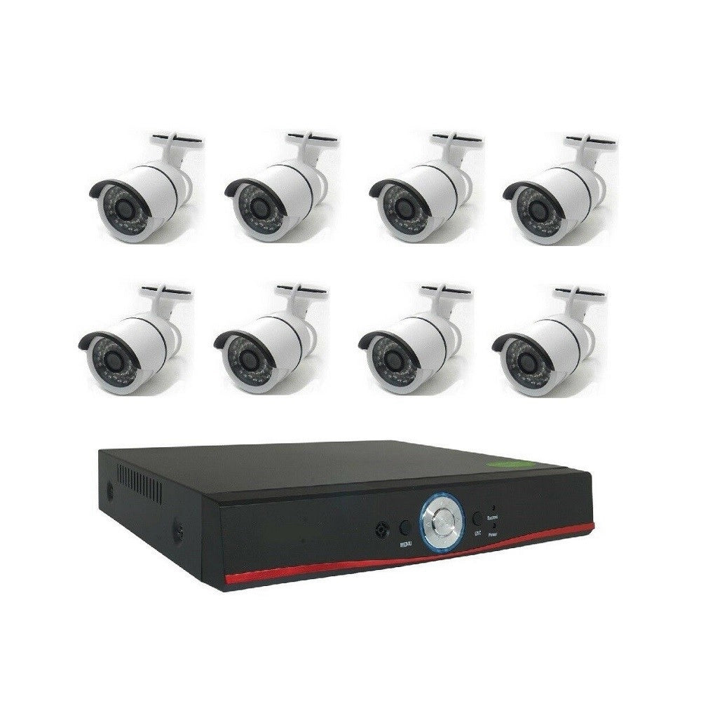 Trade Shop - Kit Videosorveglianza Ahd 1080p Onvif 4 8 Ch Canali 3mp 3.6mm Vga Hdmi Lan Tp-01 -