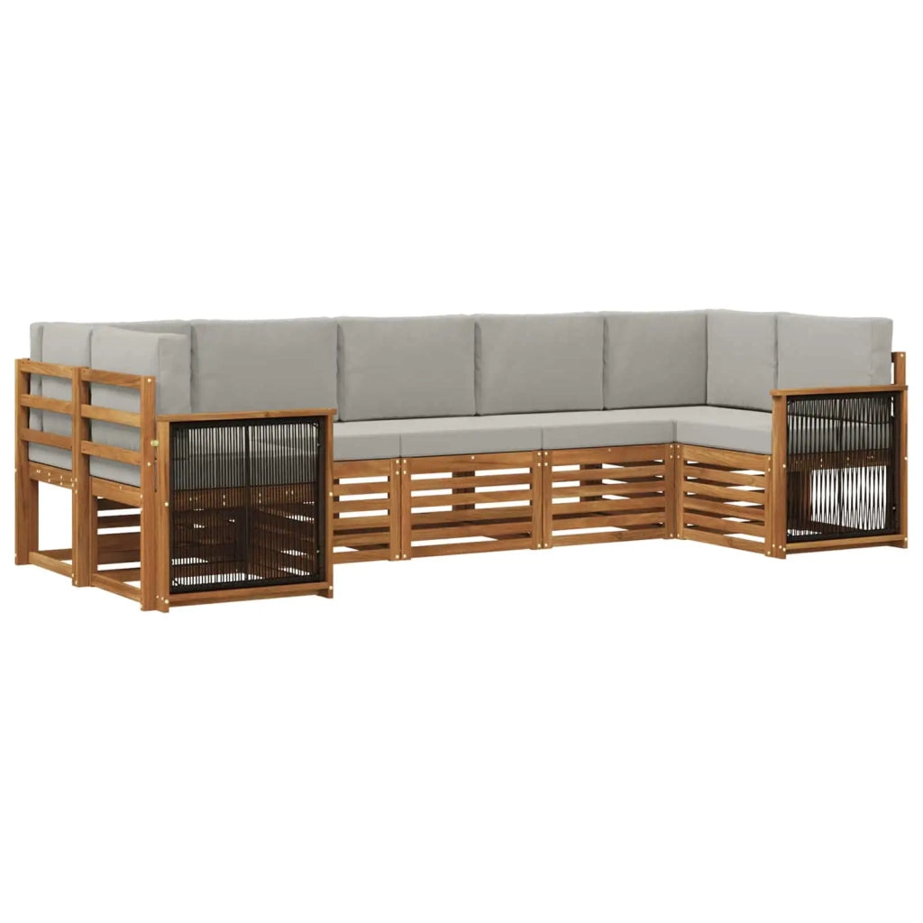 Set di divani da esterno 6 pz Naturale e Grigio Chiaro 3384802