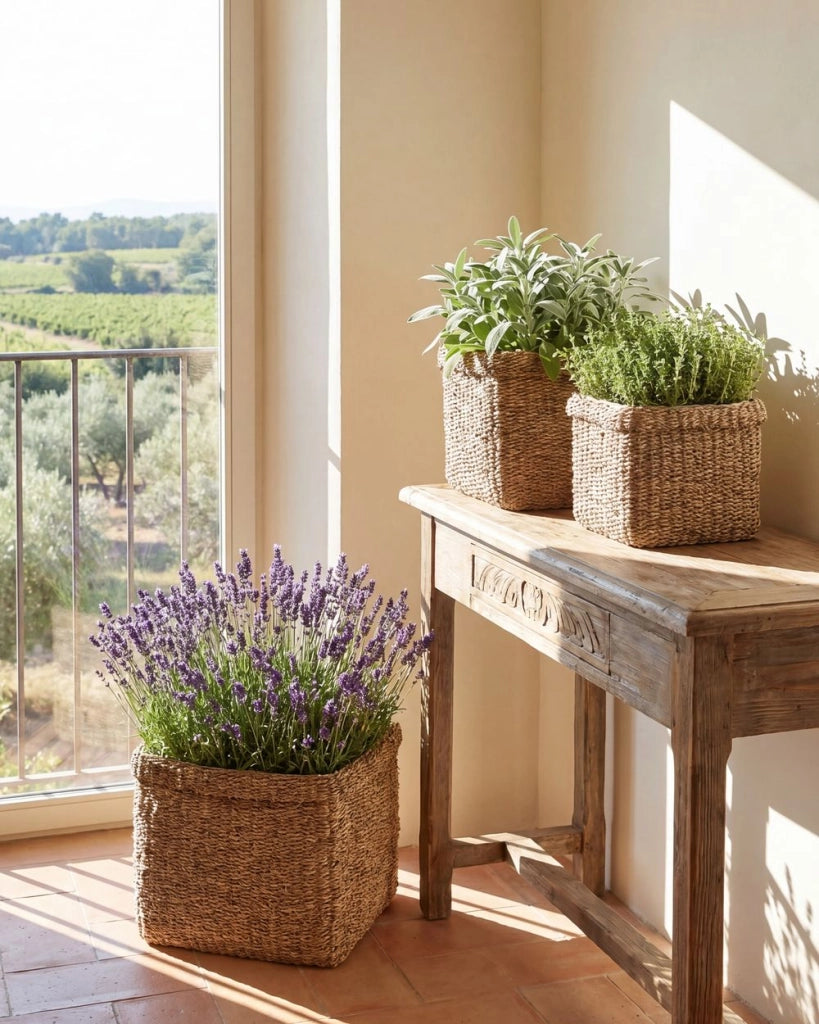 Set di 3 vasi per piante alghe naturali 23 x 34/ 27 x 36/ 30 x 45 cm Accessorio per la casa Fioriera stile boho
