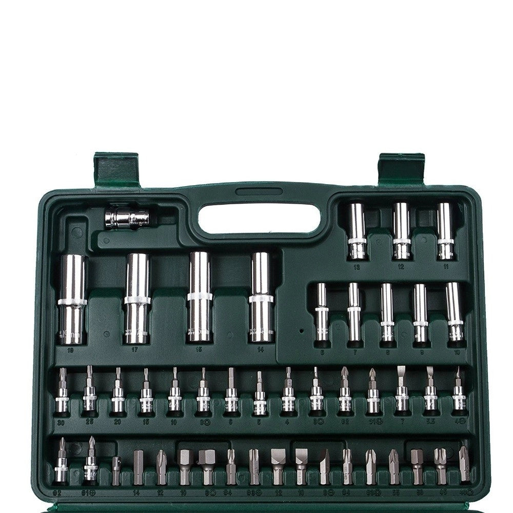 Trade Shop - Cassetta Valigetta Set Cricchetto 94 Pz Kf-94 Acciaio Cromo Vanadio 1/2" 1/4" -