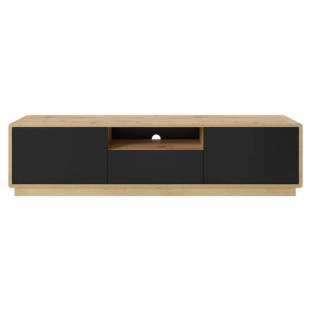 Mobile TV 180cm collezione VILLA. Colore quercia e nero opaco.