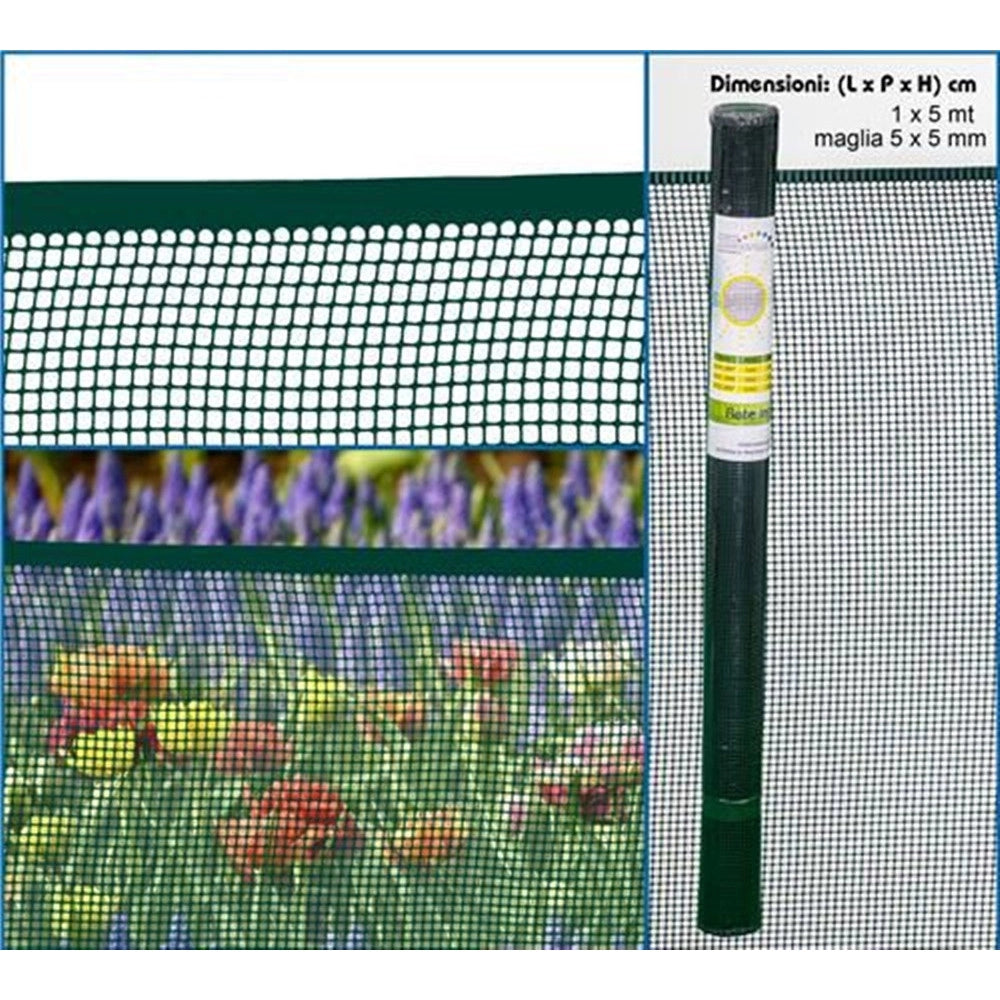 Trade Shop - Rete Protettiva In Plastica Per Aiuole 1 X 5 Mt A Maglia Quadrata 5x5 Mm Grn86 016353 -