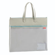 Documentante A4 con chiusura a righello, 35 x 28 cm, tas da portare, rete nylon impermeabile con doppia chiusura a righello e manico, piccoli etichetti, borsa per materiali da ufficio per studenti, verde