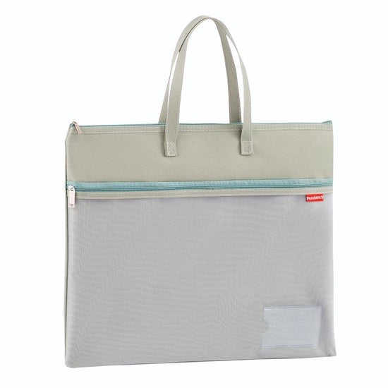 Documentante A4 con chiusura a righello, 35 x 28 cm, tas da portare, rete nylon impermeabile con doppia chiusura a righello e manico, piccoli etichetti, borsa per materiali da ufficio per studenti, verde
