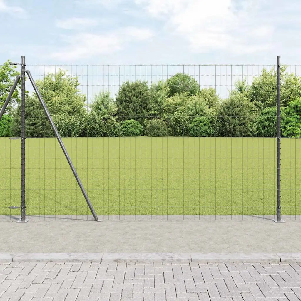 Recinzione con Posto Grigio 1,6 x 10 m Acciaio e PVC