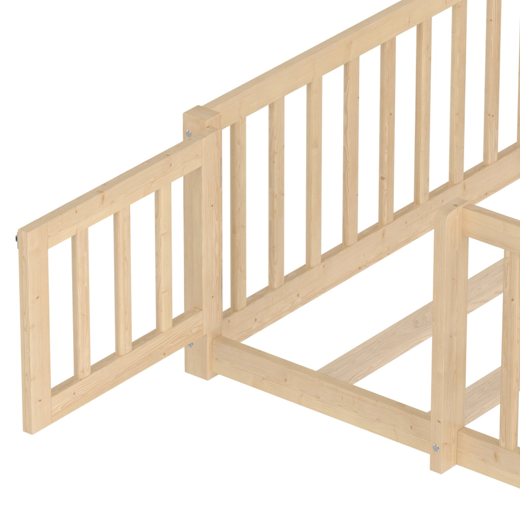 Letto per bambini a casetta 90x190 cm in pino naturale con sponda