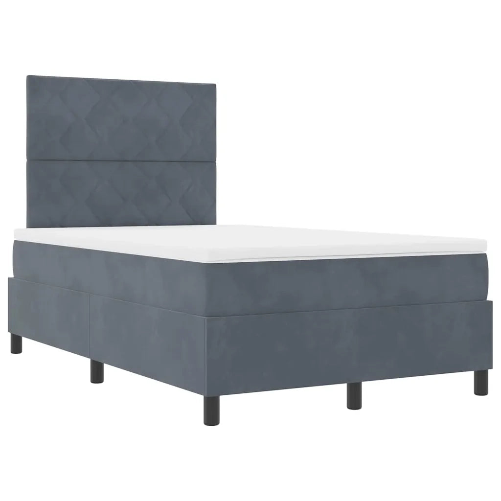 Letto a Sorgente LED Grigio scuro 120 x 190 cm Velluto 3343365