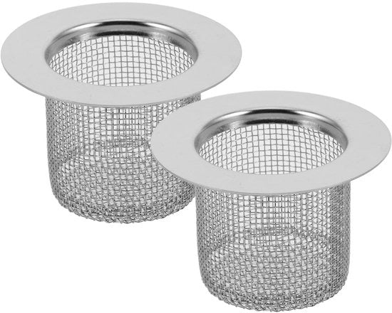 Set di 2 scarichi in acciaio inox da 4 cm per vasca da bagno, doccia e lavabo con cattura capelli e filtro per scarico in acciaio inox e duraturo