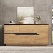 Credenza Soggiorno 140x40x76cm - Xylo - 3 Ante Regolabili, Colore Legno e Nero