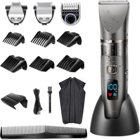 Tondeuse 3 in 1 per Uomo – Tondeuse per Capelli – Trimmer per Barba – Trimmer per Barba con Accessori Multiuso – Kit per Capelli con Cappuccio – Tondeuse Impermeabile