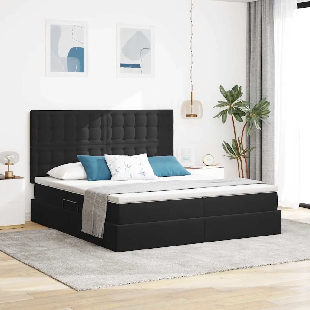 Letto con Contenitore con materasso Nero 200 x 200 cm Velluto