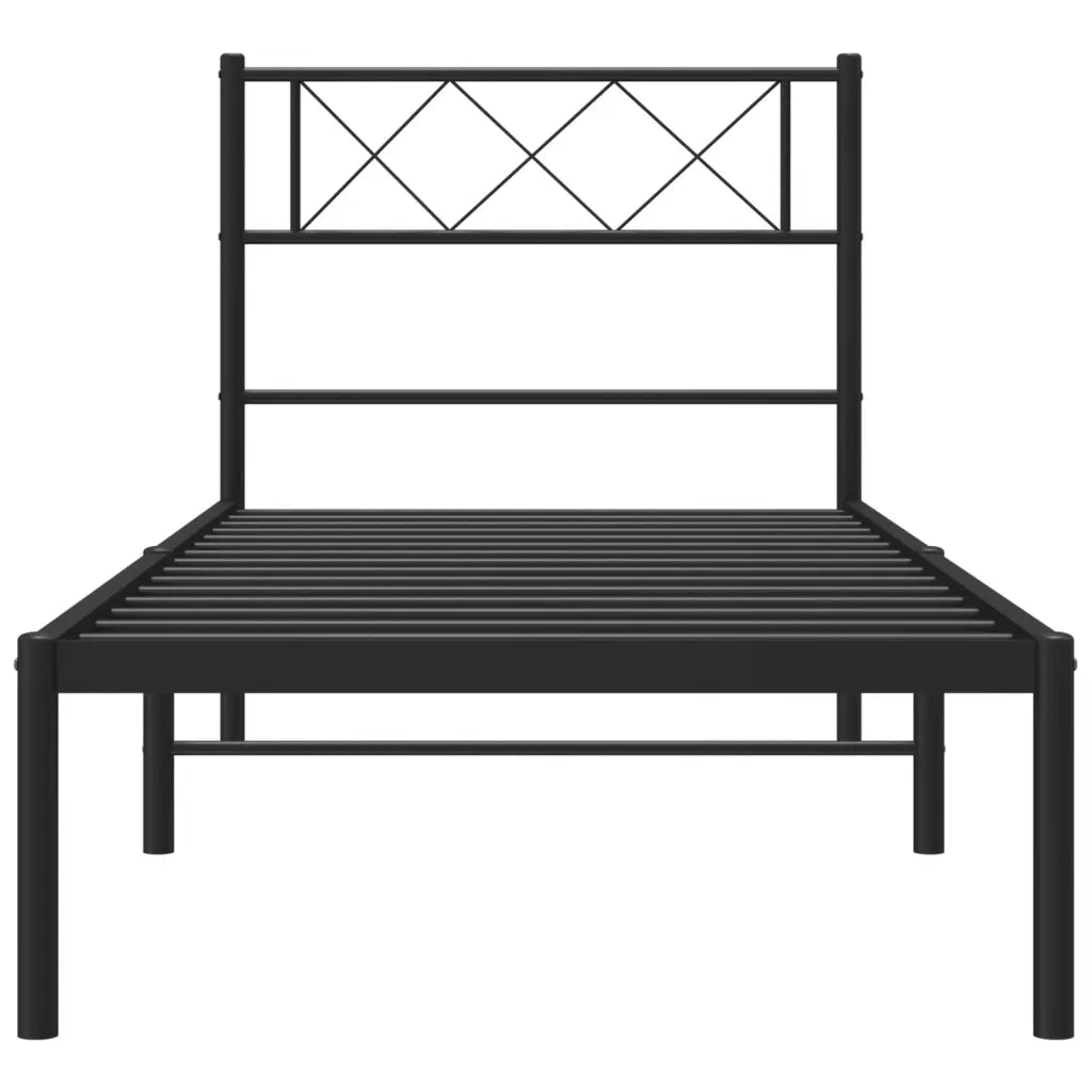 Giroletto con Testiera in Metallo Nero 80x200 cm 372268