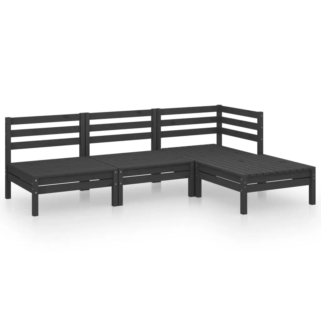 Set Salotto da Giardino 4 pz in Legno Massello di Pino Nero 3082631