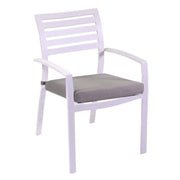 Poltrona alluminio boston bianco crema con cuscino grigio cm 58x57h88