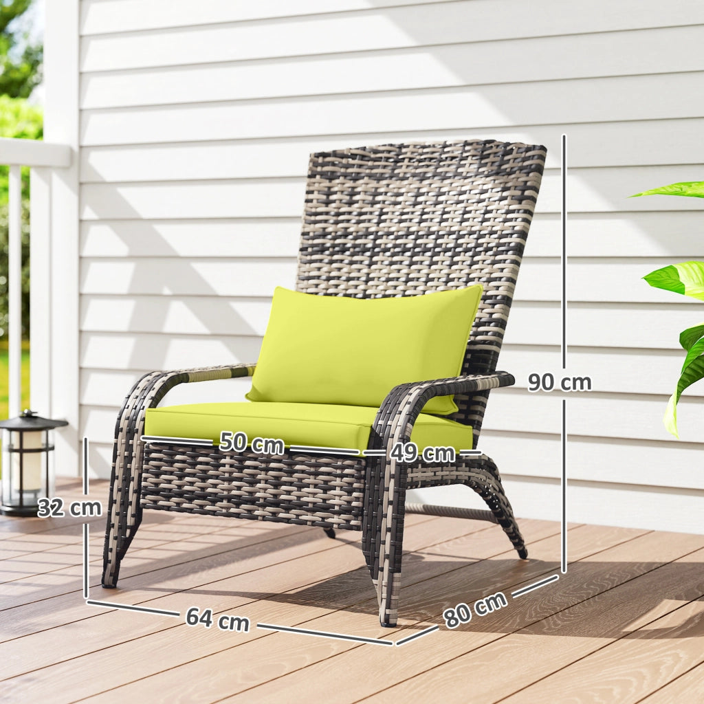 Sedia da Giardino con Braccioli e Cuscini ¨C zephmum ¨C Rattan e Acciaio, Verde, 64x80x90 cm