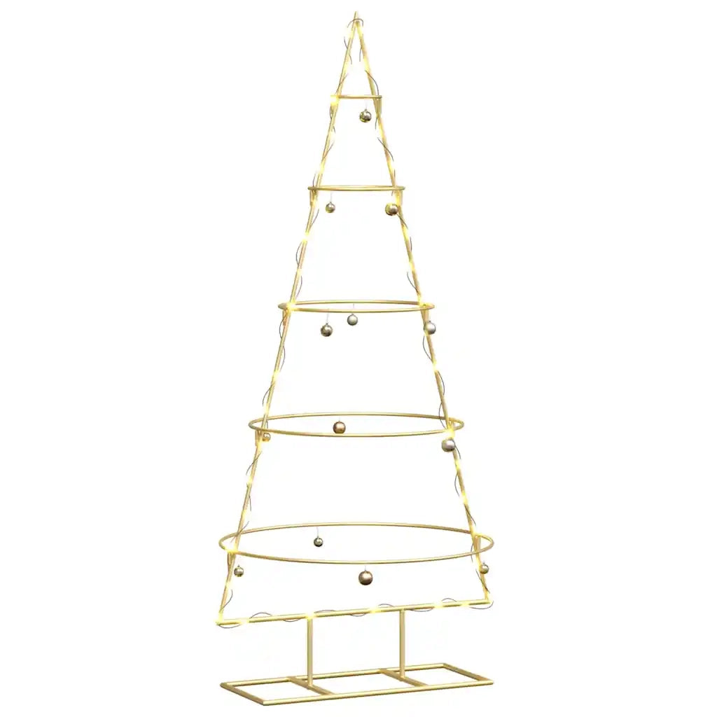 Albero di Natale | Decorazioni natalizie in metallo con supporto Oro 125 cm