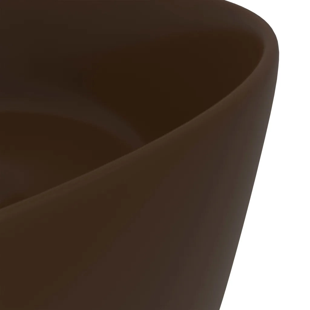 Lavandino Lusso Rotondo Marrone Scuro Opaco 40x15cm in Ceramica