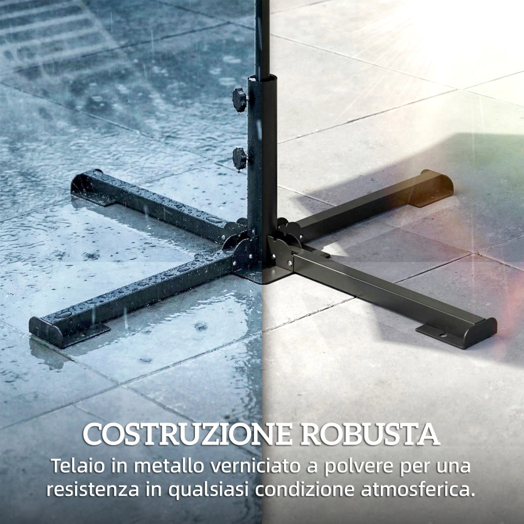 Base per Ombrellone Palo Ø38-48 mm Pieghevole a Croce in Metallo Grigio Scuro