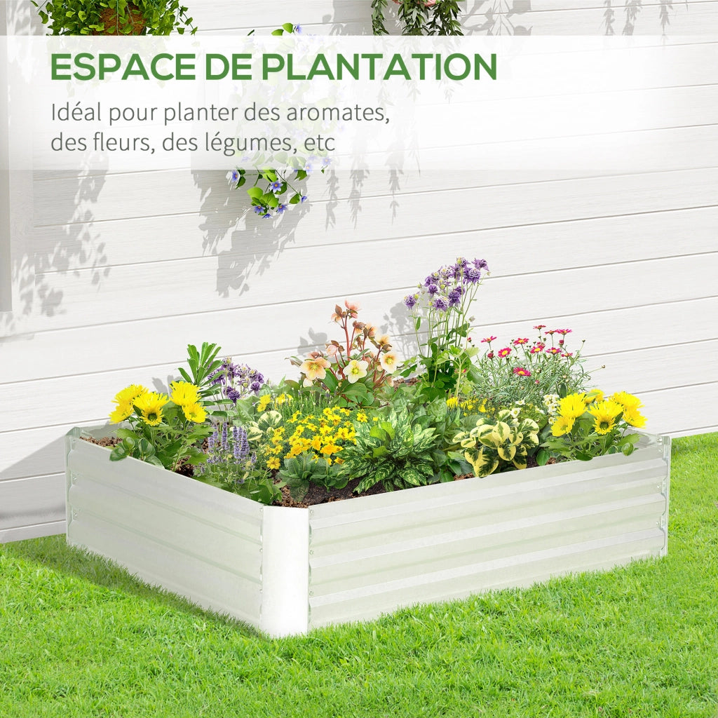 Letto da giardino rialzato in acciaio ¨C zephmum ¨C 120x90x30 cm argento