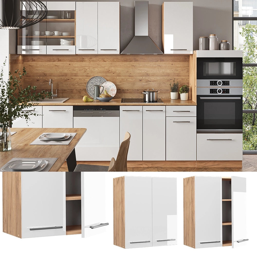 Pensile da cucina Fame-Line Bianco lucido/Rovere dorato 60 cm Vicco