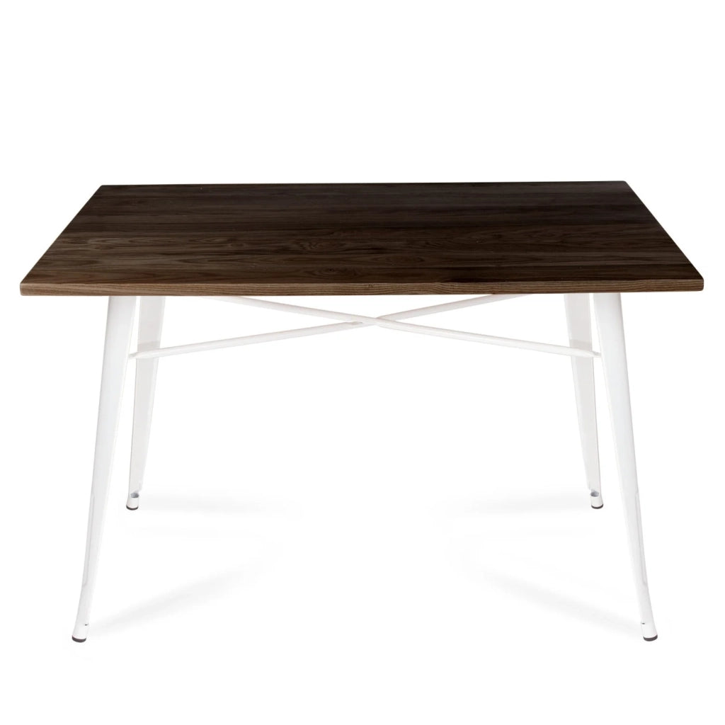LÚZETE - TAVOLA JOSEPHINE BIANCA IN LEGNO DI FAGGIO SCURO 120 CM