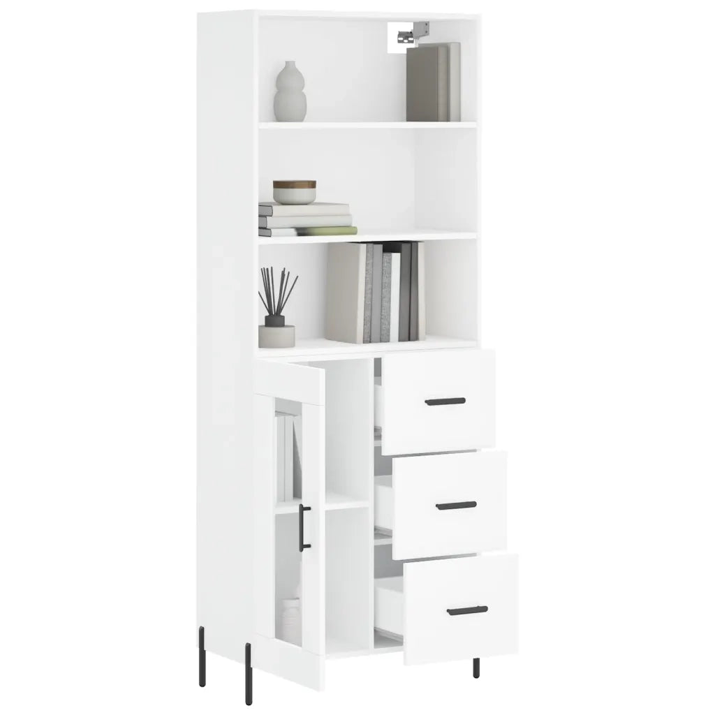 Credenza | Madia | Buffet da pranzo | Armadio da pranzo Bianca 69,5x34x180 cm in Legno Multistrato