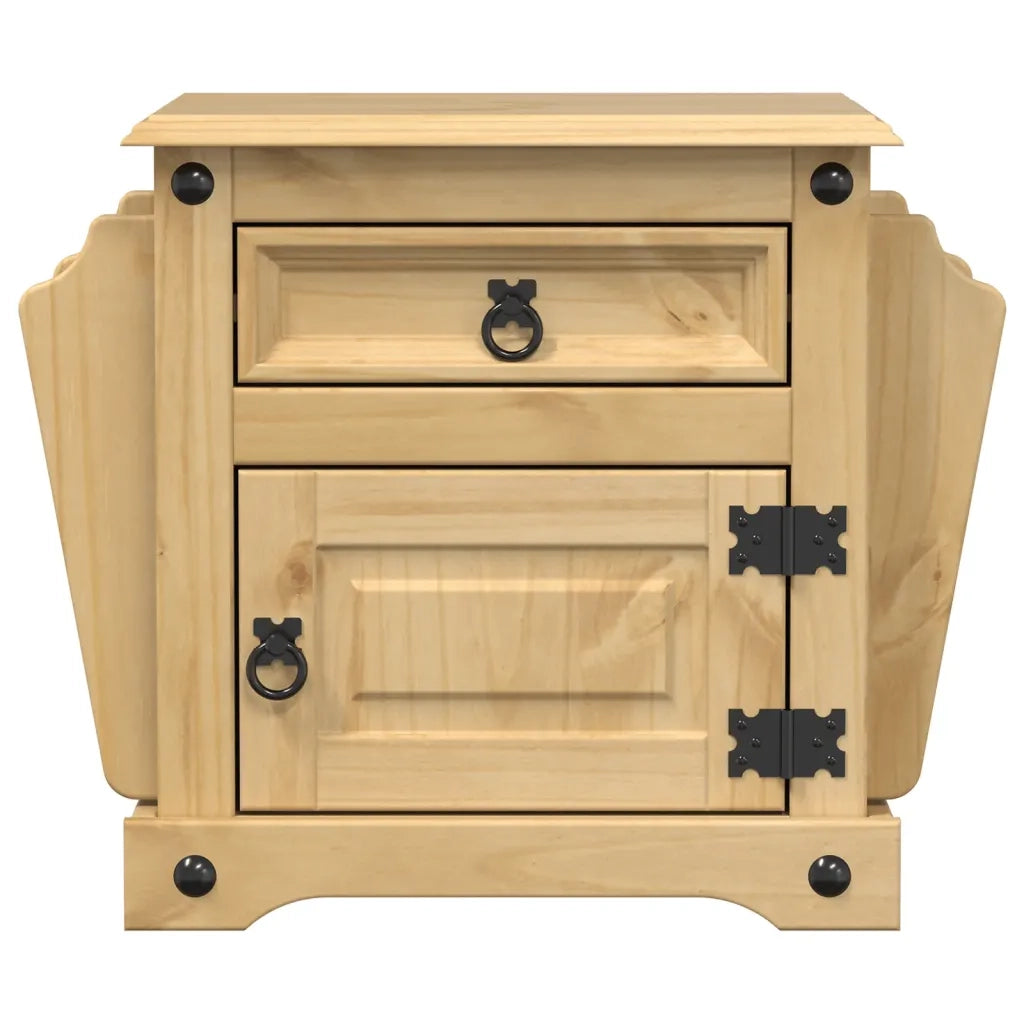Comodino Corona 45x35x47,5 cm in Legno Massello di Pino 4005657