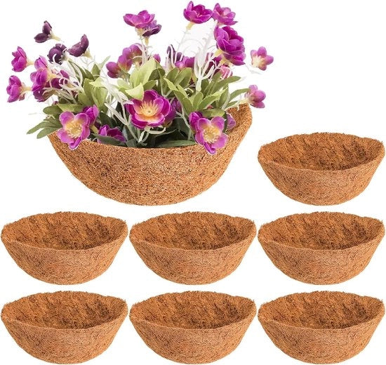 8 Pacchi di Coperture per Cestino da Parete, 30CM Coperture in Fibra di Coco per Cestino da Fiori, Cestino da Fiori da Parete di 12 Pollici, Coperture per Cestino da Fiori in Fibra di Coco, 12 Pollici