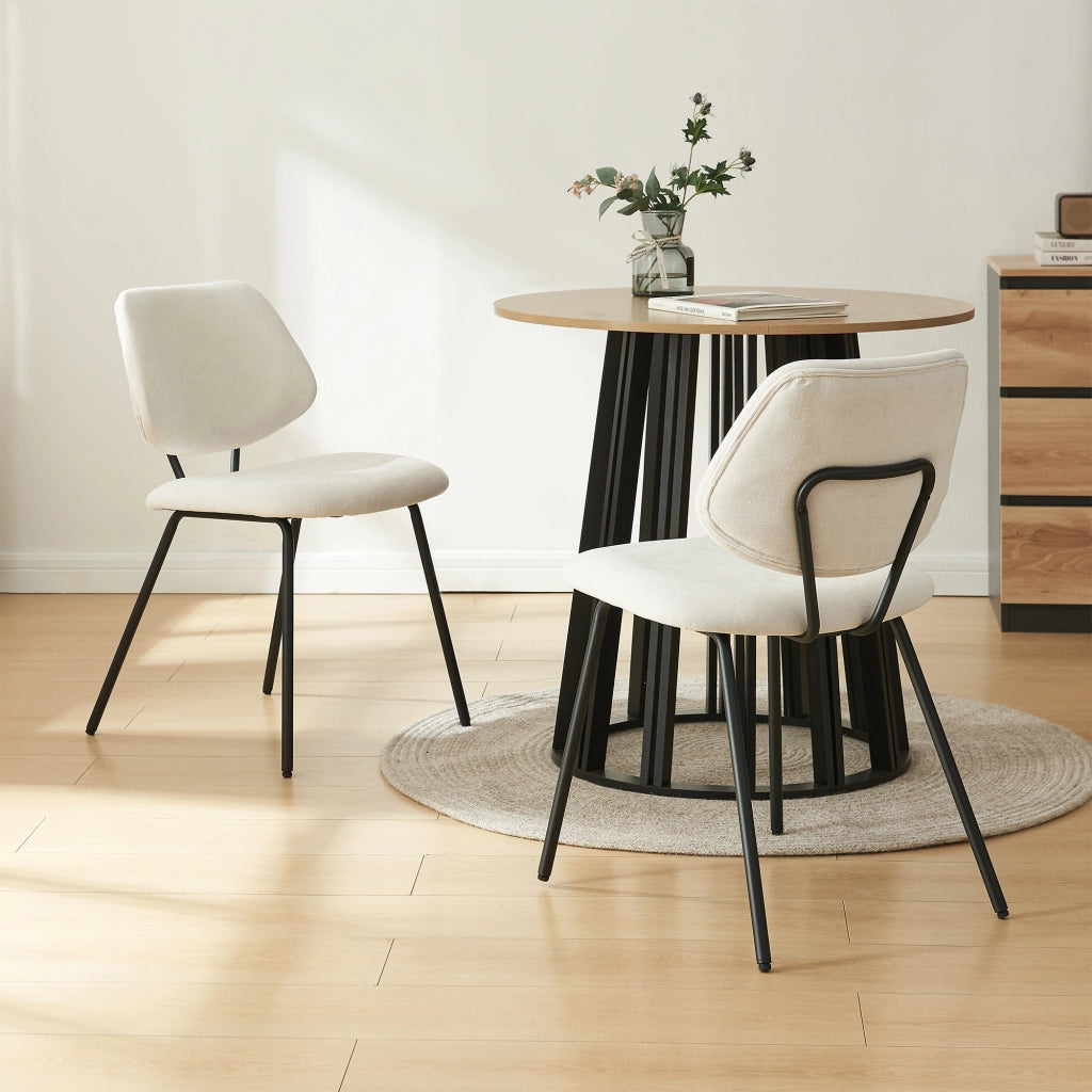 Set di 4 Sedie Köma con Rivestimento in Tessuto - Beige [en.casa]