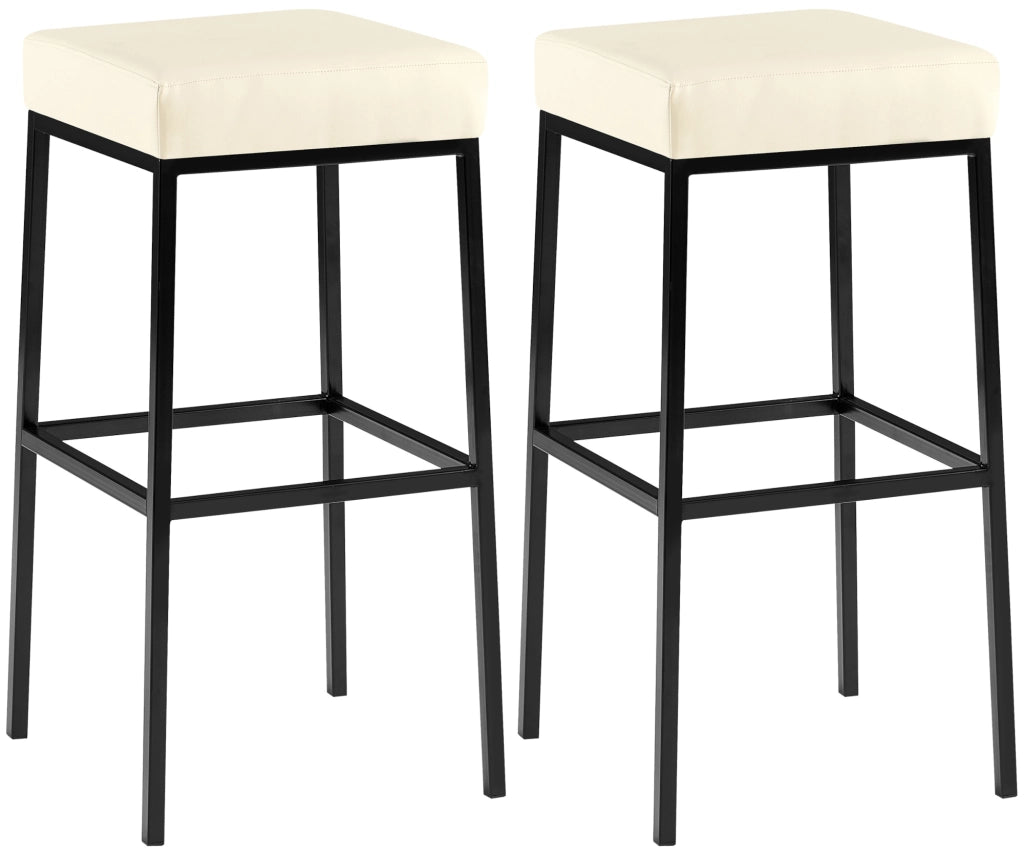 Set 2 sgabelli bar Montreal in similpelle nero,crema