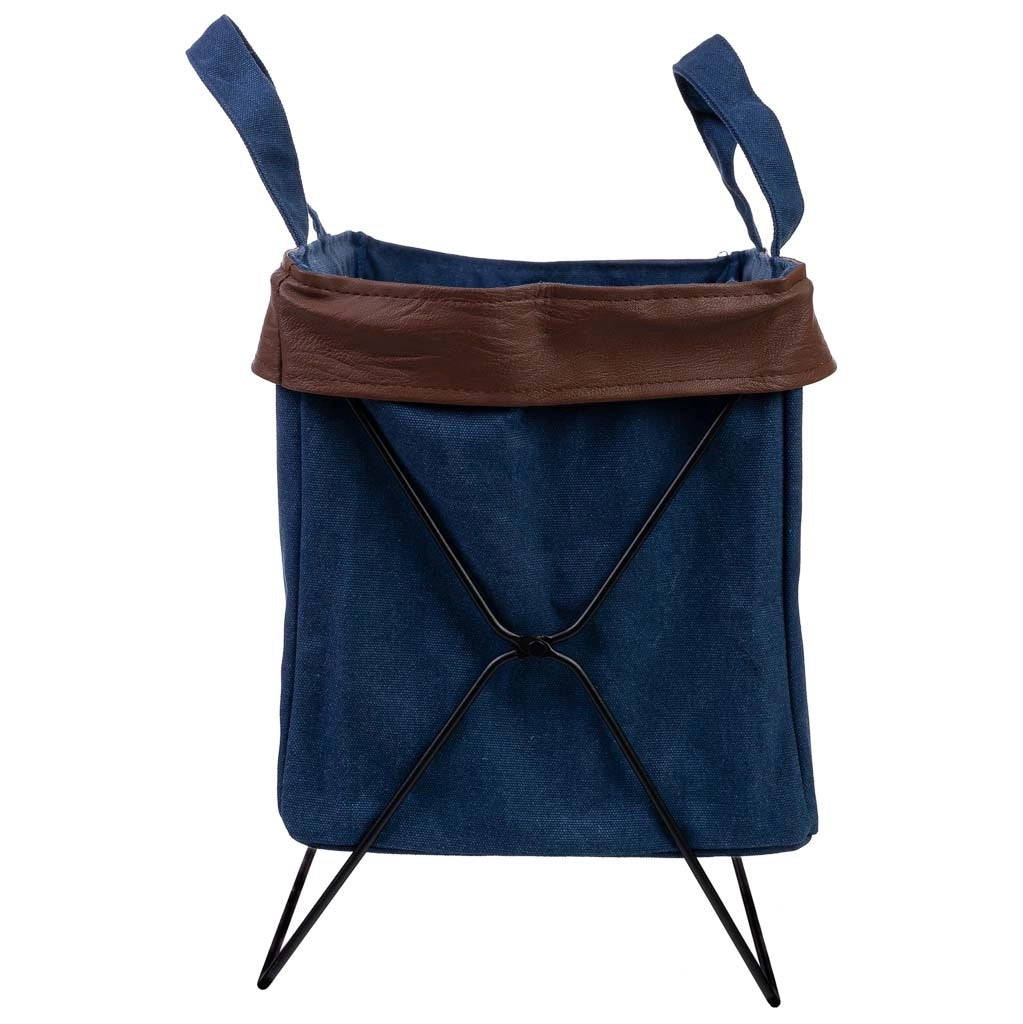 Cesto in metallo e tessuto 38x26x36h cm