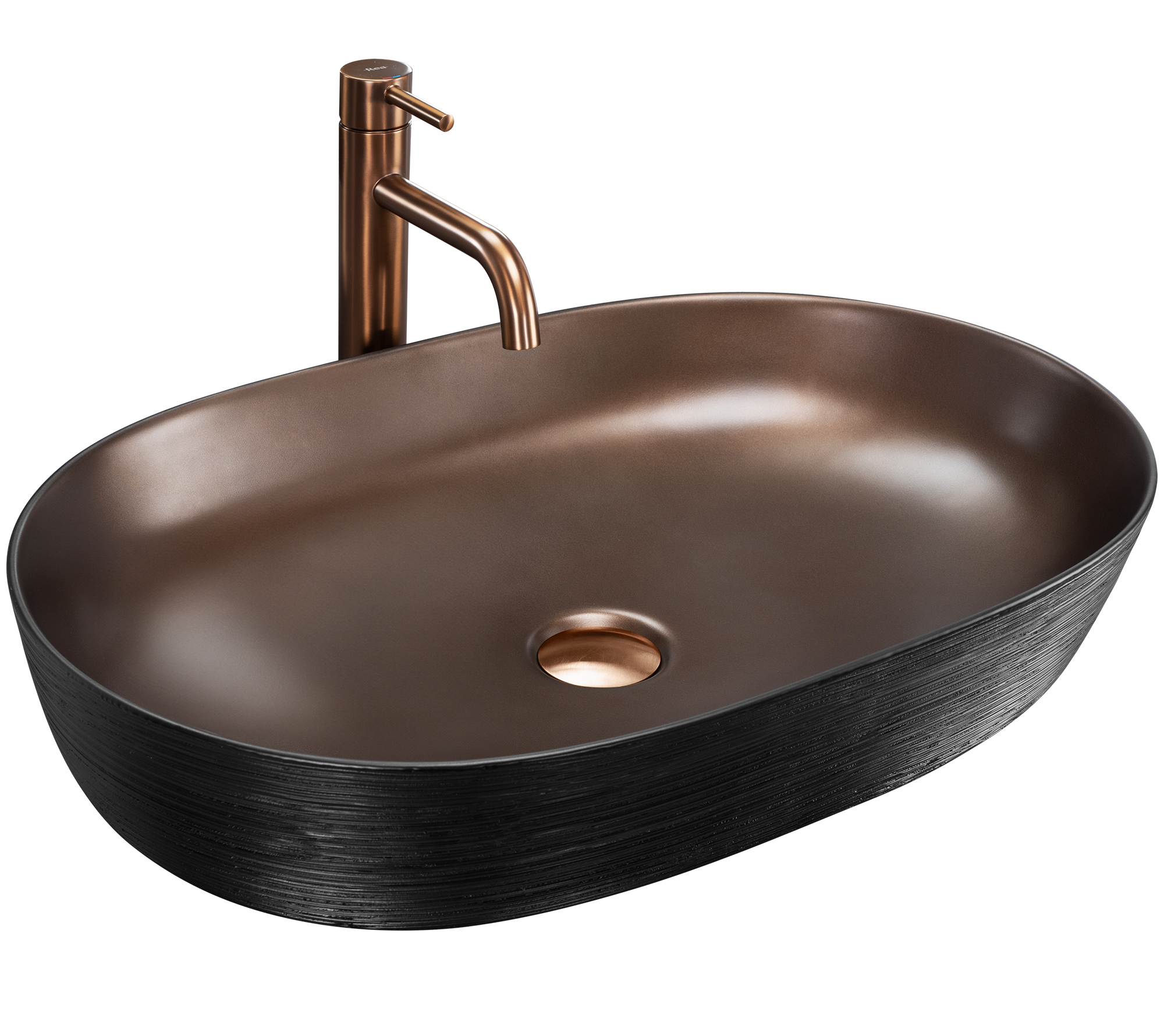 Lavabo Da Appoggio In Ceramica Cleo 61 Copper Bush / Black -rea