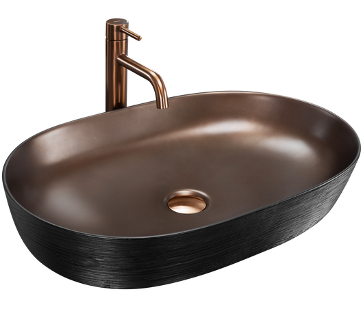 Lavabo Da Appoggio In Ceramica Cleo 61 Copper Bush / Black -rea