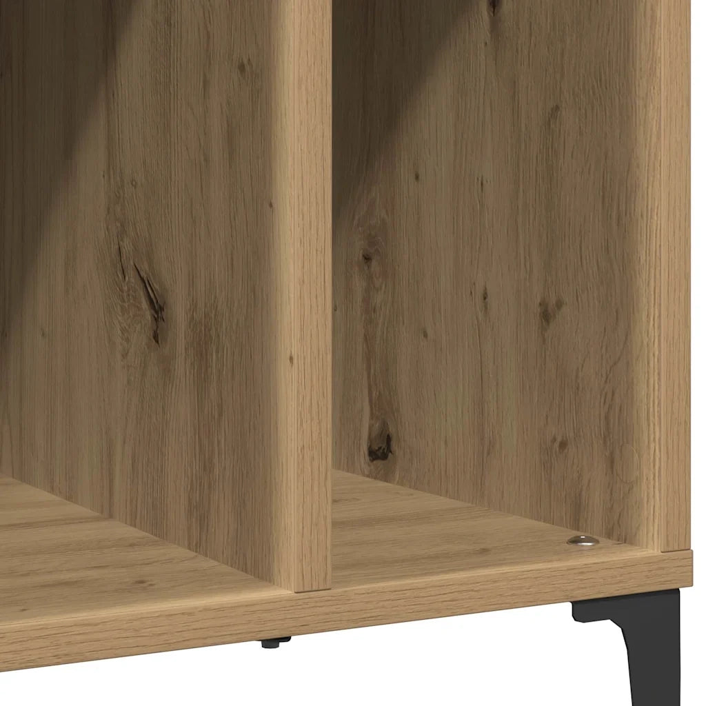 Mobile porta dischi pratico e classico dimensioni 100 x 38 x 48 cm con gambe in metallo in stile industriale e finitura in legno di rovere lavorato a mano. Codice articolo: 02_0051065.