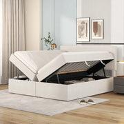 LETTO Matrimoniale 140x200 cm Beige con contenitore e rete sollevabile