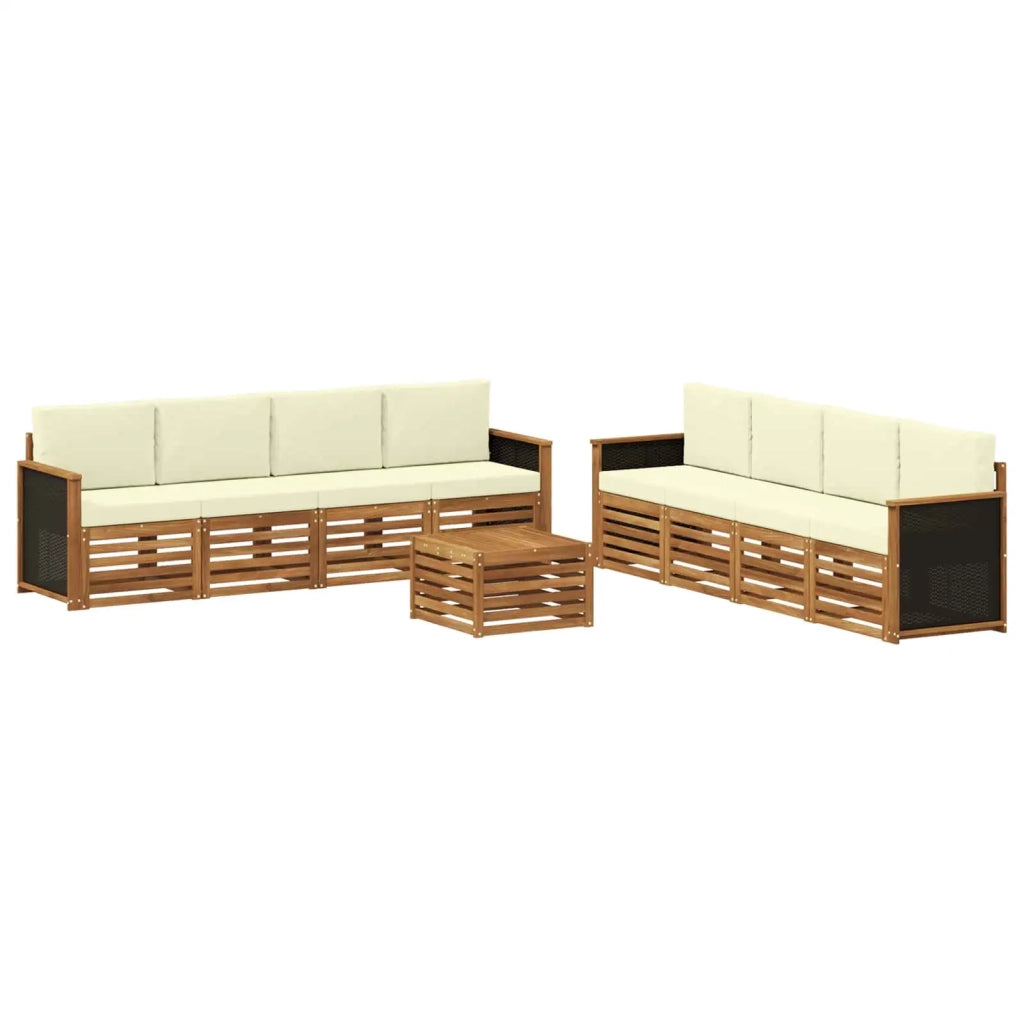 Set di divani da esterno 9 pz Naturale e Crema 3384161