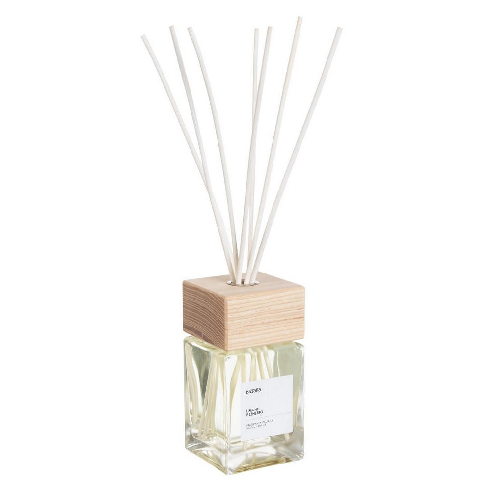 Diffusore per Ambienti con Bastoncini e Tappo in Legno Bizzotto Fragranza: Limone e Zenzero, Formato: 500 ml