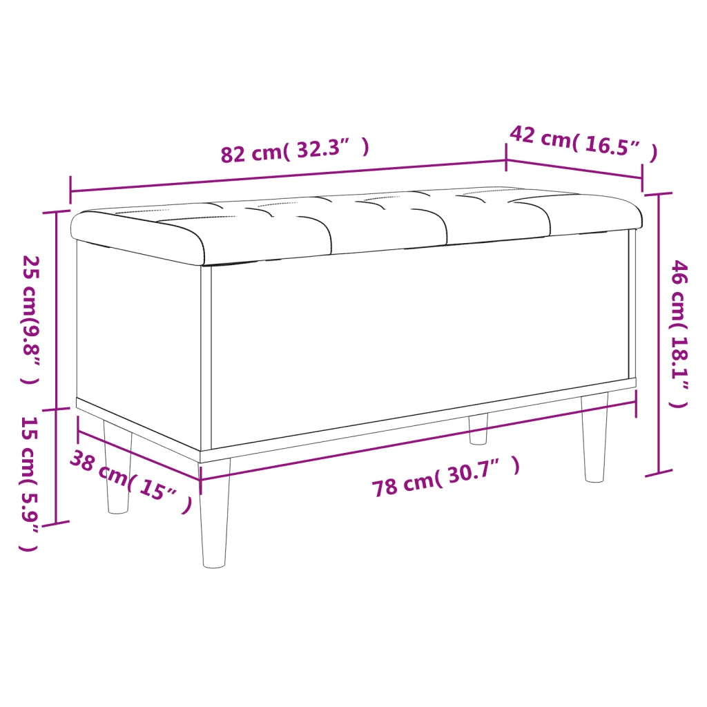 Panca Portaoggetti Rovere Marrone 82x42x46 cm Legno Multistrato
